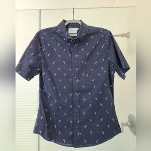 DONATING SOOM: NWOT Goodfellow Flamingo Slim Short Sleeve Button Up